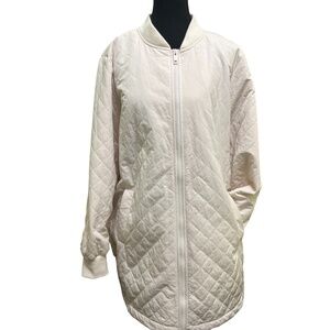 Reitmans Cream Quilted Bomber Jacket
